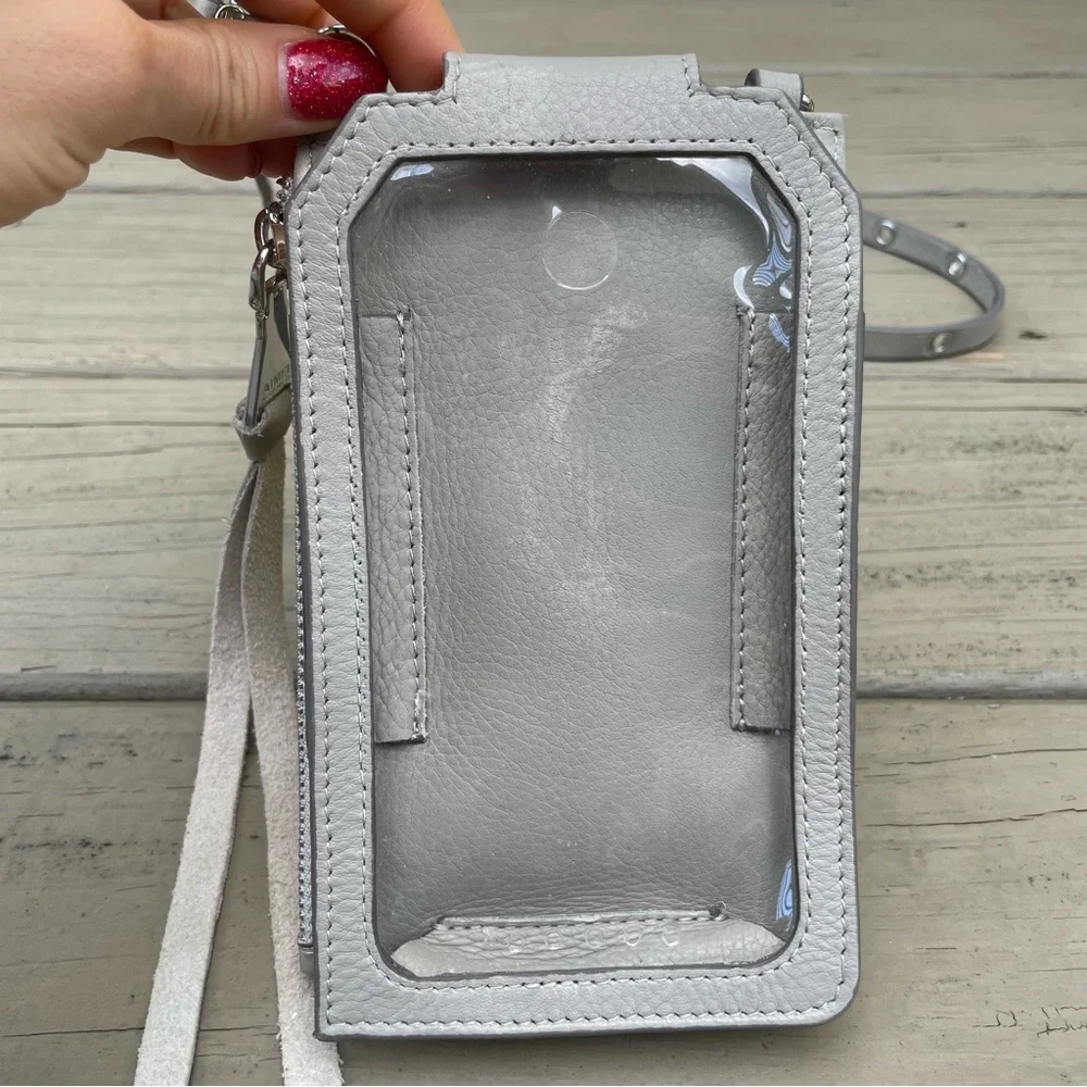 Aimee Kestenberg Out of Office Phone Crossbody Bag in light gray leather